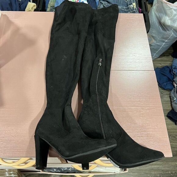 NEW Black Over the Knee Shoe’n Tale Heeled Boots - Picture 1 of 5